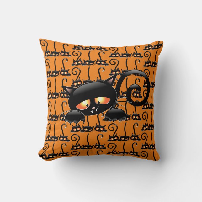 Coussin Chat noir éffrayant (Recto)