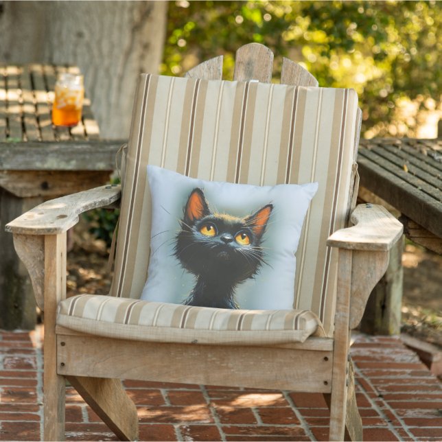 Coussin Chat noir enchanté (Chaise)