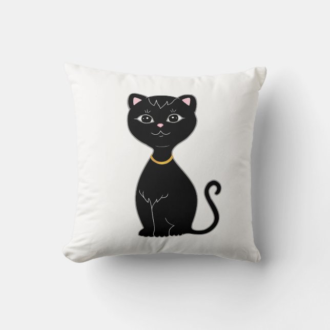 Coussin Chat noir mignon (Recto)