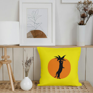 Coussin Chat Noir Mignonne Chat Orange Tomate & Jaune Lumi