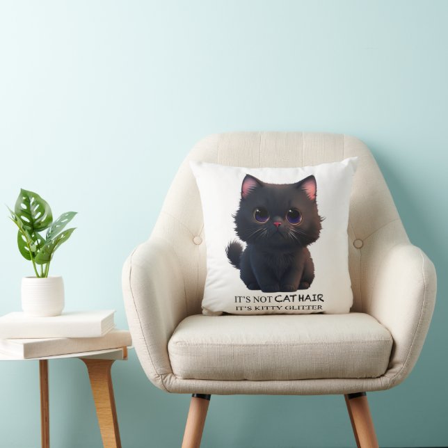 Coussin Chat noir moelleux (Chaise)