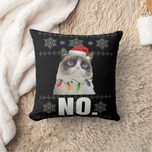 Coussin Chat Non Grumpy Xmas Chats Pas De Vilains Cadeaux 