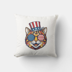 Coussin Chat Patriotique Gravure Vintage Design de T-shirt