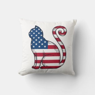 Coussin Chat patriotique gravure vintage vecteur Design_1