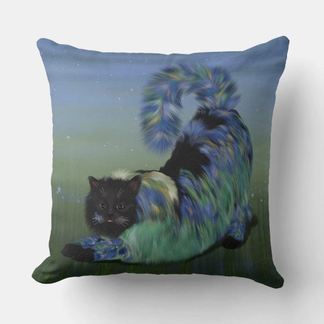 Coussin Chat pelucheux noir confortable de Lillie (Recto)