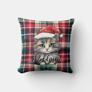 Coussin Chat Père Noël Plaid De Noël Avec Nom