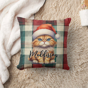 Coussin Chat Père Noël Plaid De Noël Avec Nom