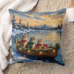 Coussin Chat Persan Noël Bateau Fêtes