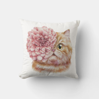 Coussin Chat perse à l'oeil de fleur