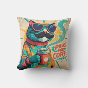 Coussin Chat portant des lunettes de soleil surdimensionné