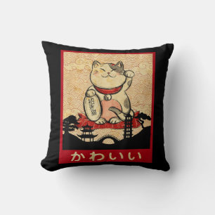 Coussin Chat Ramen Bowl Anime nouilles japonaises Kawaii N
