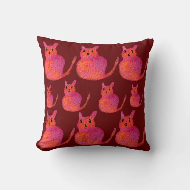 Coussin Chat rose funky chaton mignonette (Recto)