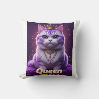 Coussin Chat Royal Pourpre – Reine, Écoutez mon ronronneme