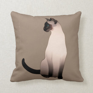 Coussin Chat siamois de point de joint sur le Taupe Tan