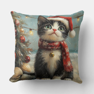 Coussin Chat Smoking Christmas Vintage Plage