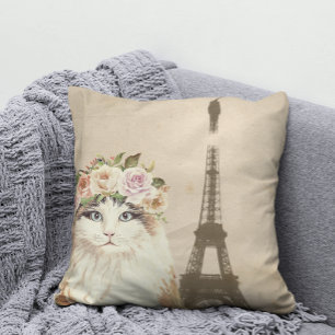 Coussin Chat & Tour Eiffel