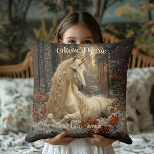 Coussin Château de licorne de conte de fées vintage sépia 