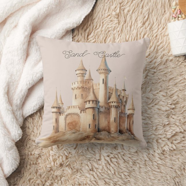 Coussin Château de Sable de Crème de Plage (Couverture)