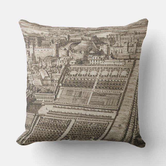 Coussin Château de Windsor, gravé par Johannes Kip (Recto)