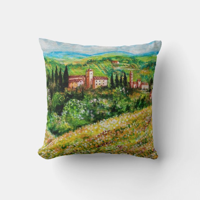 COUSSIN CHÂTEAUX EN CHIANTI PAYSAGE, CHAMPS DE FLEURS JAUN (Recto)