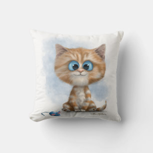Coussin Chaton au gingembre avec dessin animé de souris