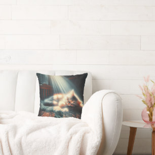 Coussin Chaton endormi dans la lumière du soleil