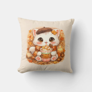 Coussin Chaton Latte Automnal Mignon – Chaton d'Automne Mi
