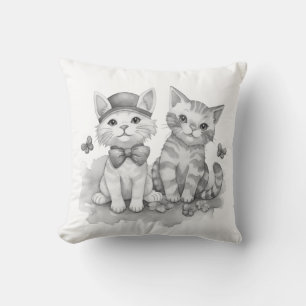 Coussin Chatons noir et blanc