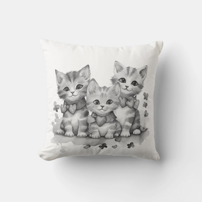 Coussin Chatons noirs et blancs (Recto)
