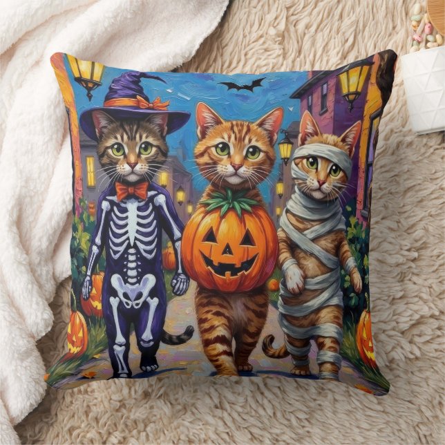 Coussin Chats abyssiniens - Trick ou traitement en Hallowe (Couverture)