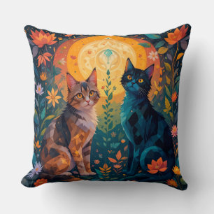 Coussin Chats dans une scène géométrique de la nature 🐱