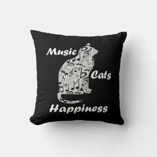 Coussin Chats de musique Bonheur - Citation d'amoureux de