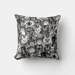 Coussin Chats de Noël noir