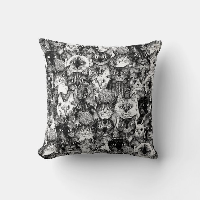 Coussin Chats de Noël noir (Recto)