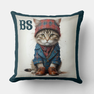 Coussin Chats écossais déguisé - chats tartans charmants