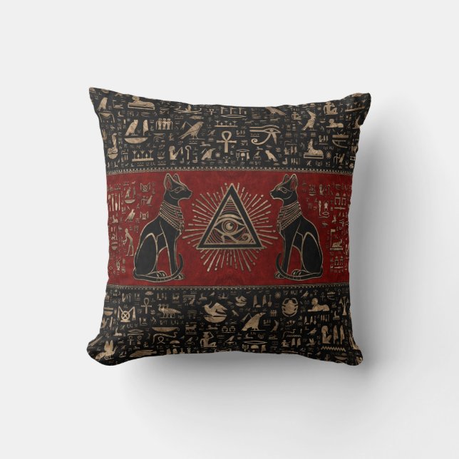 Coussin Chats égyptiens et oeil de Horus (Recto)