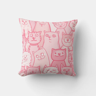 Coussin Chats Roses, Motif Adorable Sans Seamless.