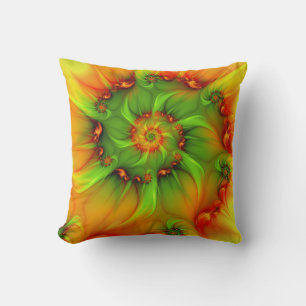 Coussin Chaud Été Vert Orange Abstrait coloré Fractal