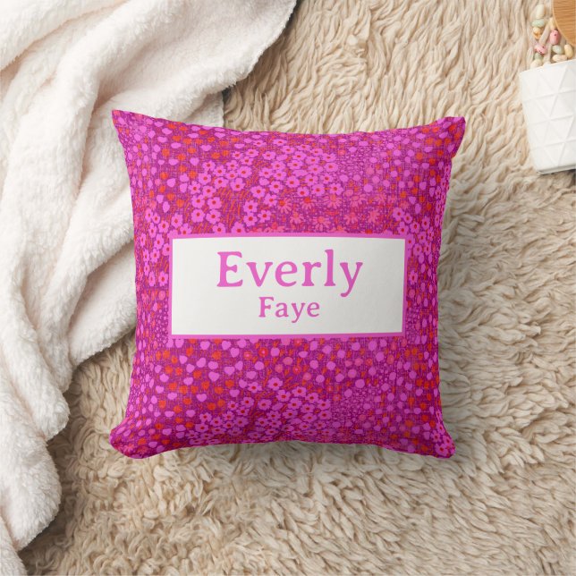 Coussin Chaud rose personnalisé bébé Nom de fille Décor de (Couverture)