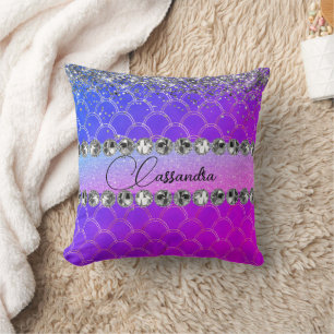 Coussin Chaud rose violet brillant Diamant Bling