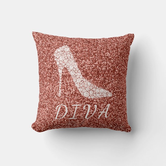 Coussin Chaussures roses de talon haut de diamant de (Recto)