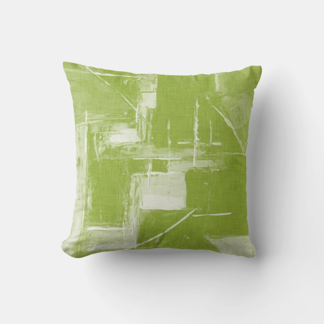 Coussin Chaux Abstraite moderne vert & blanc (Recto)