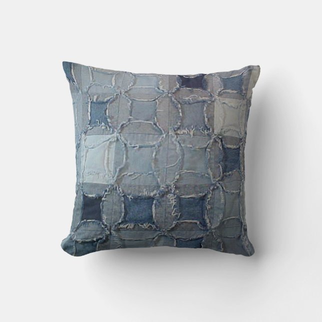Coussin Checkered de denim (Recto)