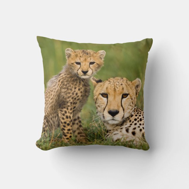 Coussin Cheetah Cub and Parent (Recto)