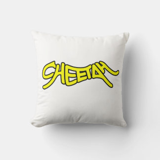 Coussin Cheetah Graffiti Style Typography Bold Yellow