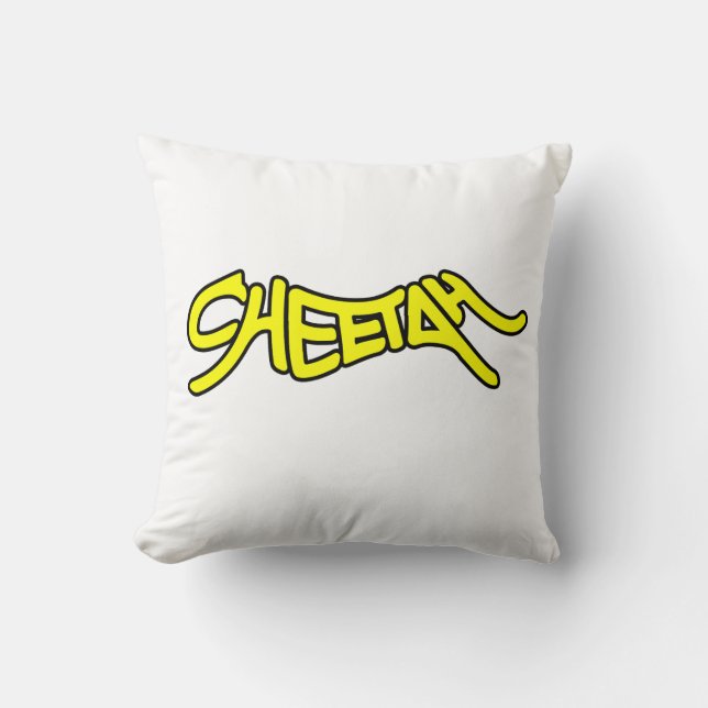 Coussin Cheetah Graffiti Style Typography Bold Yellow (Recto)