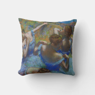 Coussin Chef-d'œuvre d'art fin pastel Danseuses bleues de 