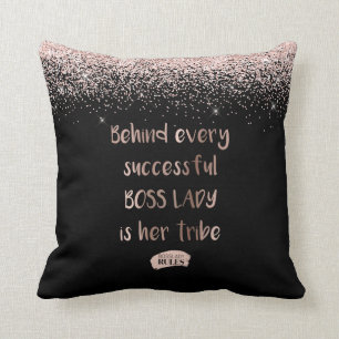 Coussin Chef Motivée Dame Rose Paillettes Noir