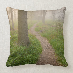 Coussin Chemin de marche menant dans un carreau de forêt