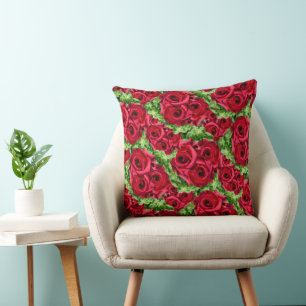Coussin Chemin Rouge Roses Fleur Garland